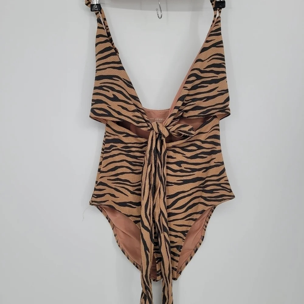 AERIE Tiger Stripe One Piece swimsuit full coverage booty Convertible small long - Picture 2 of 9